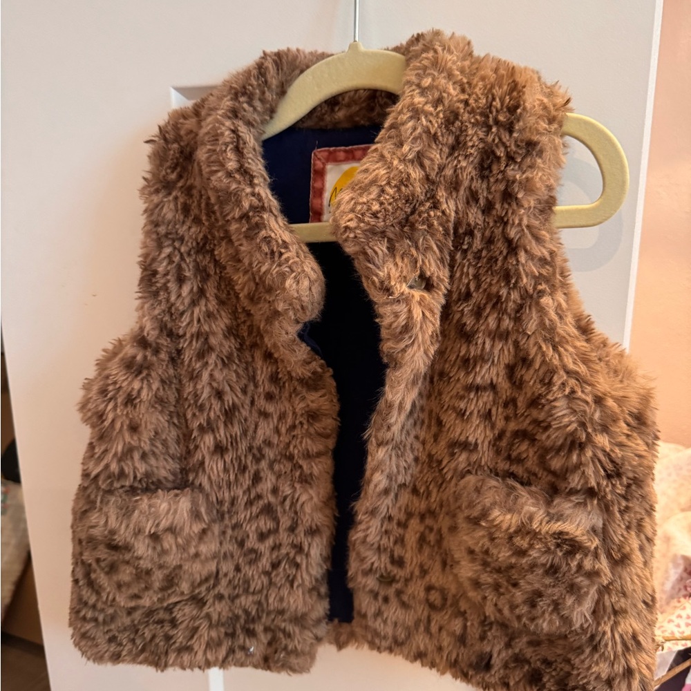 Mini Boden Tan Faux Fur Vest